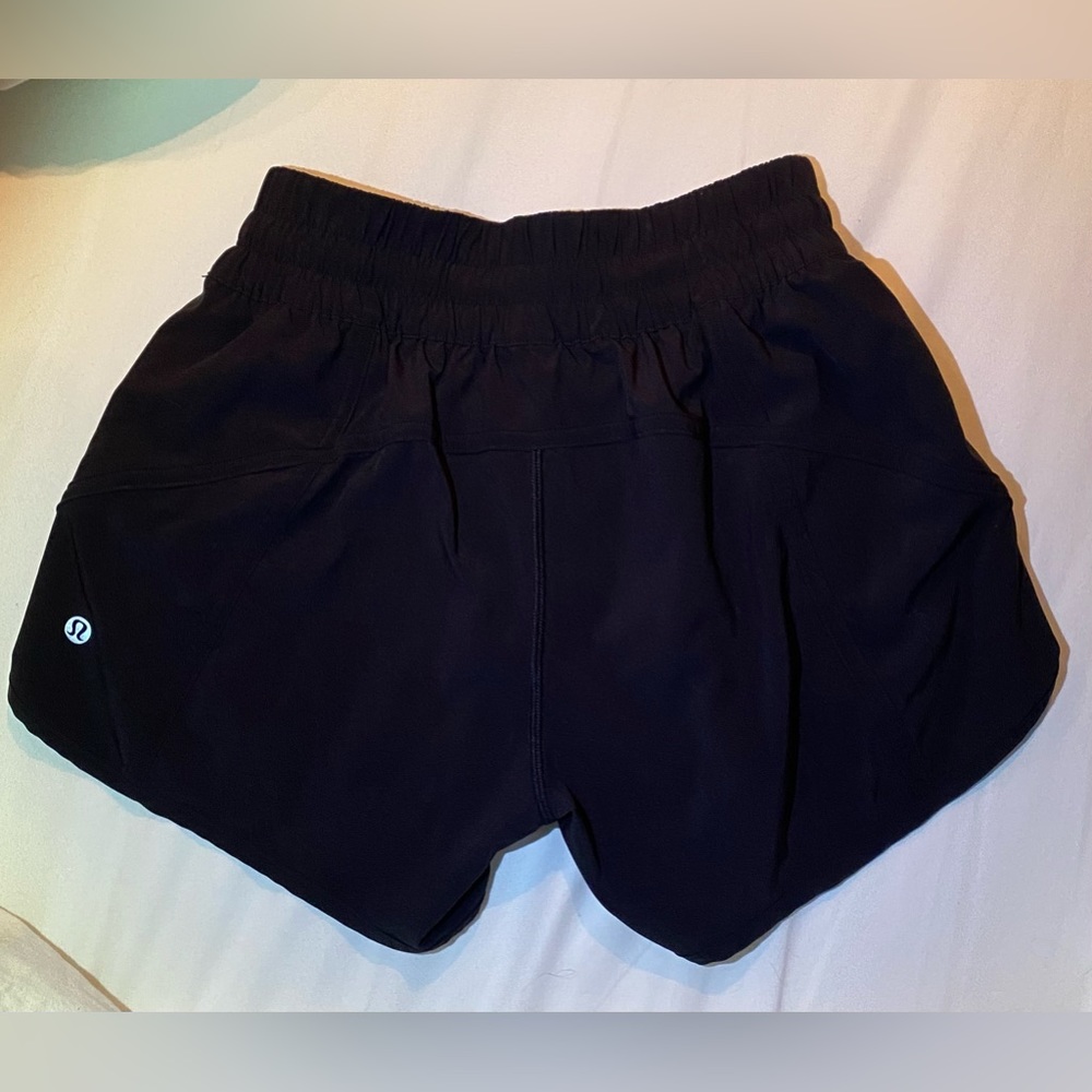 Lulu Lemon tracker low-rise lined short 4” size 4. Lightly worn. Black color.